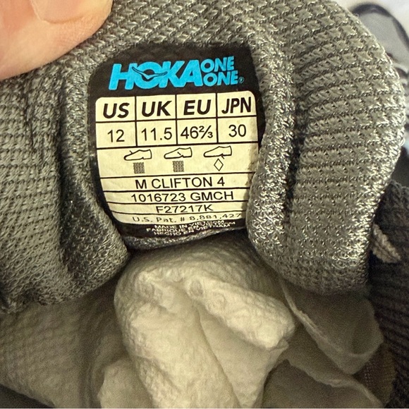 Hoka Clifton 4 Men’s Size 12 Max Cushion Running Shoes Gray - Picture 10 of 10